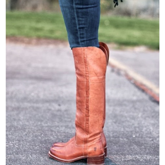 FRYE Campus Knee High OTK 80’s Tall Fold Down Cuff Leather Saddle Boots Size 10 - Picture 2 of 16